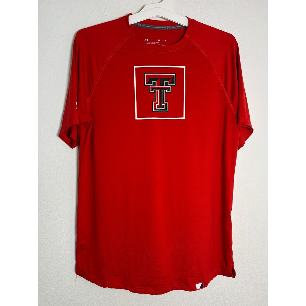 Under Armour Texas Tech Red Raiders HeatGear Shirt Mens Small Red Loose Fit TT